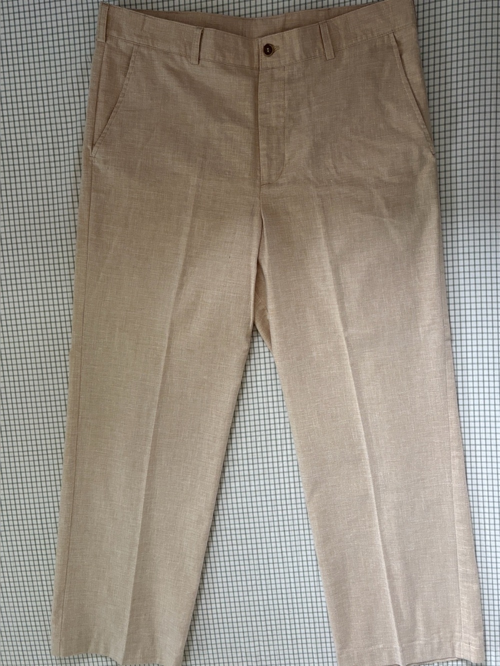By NHTH Made in Mexico Beige Linen Blend High Waisted Tailored Trouser Pants